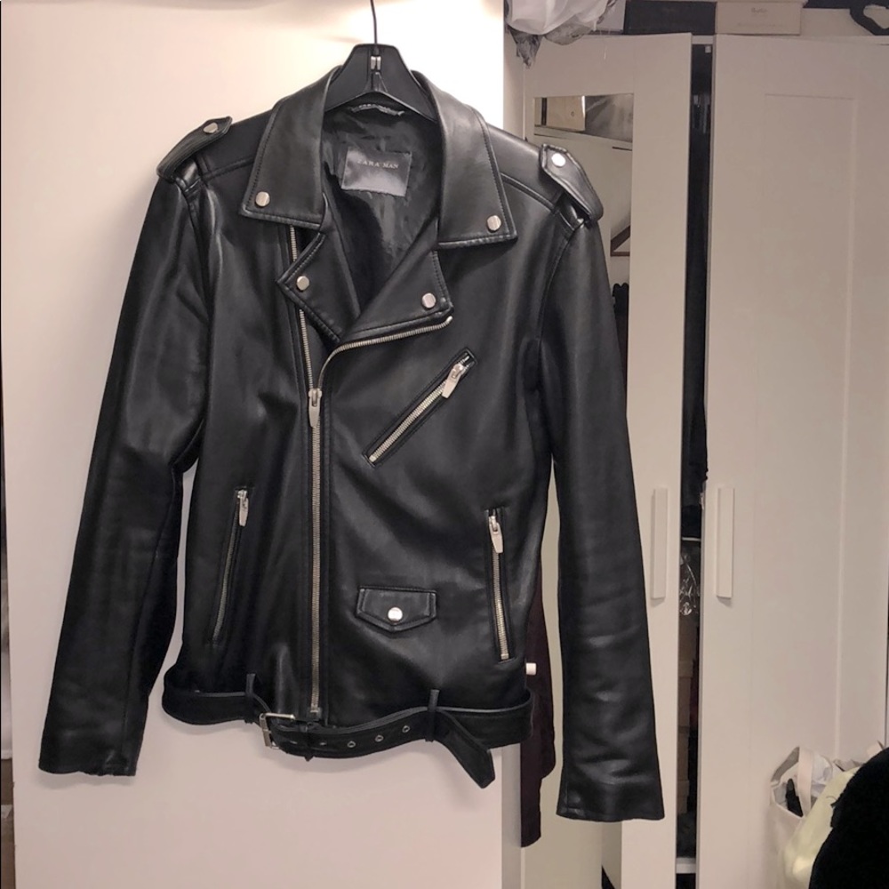 Zara Vegan Leather Biker Jacket Size M